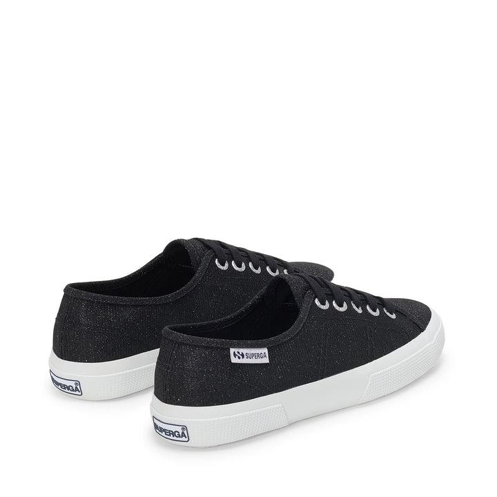 Niedrig geschnittene schwarze Damen-Sneaker mit Obermaterial aus Jersey-Lamé 3