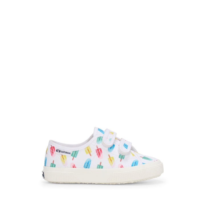 Sneakers basse per bambini bianche con tomaia in cotone 1