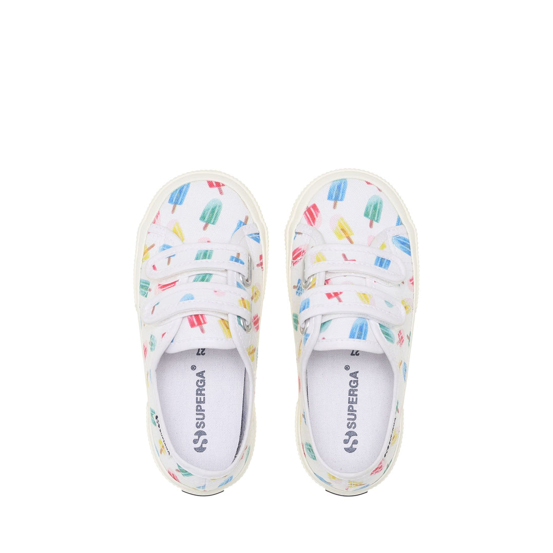 Sneakers basse per bambini bianche con tomaia in cotone main