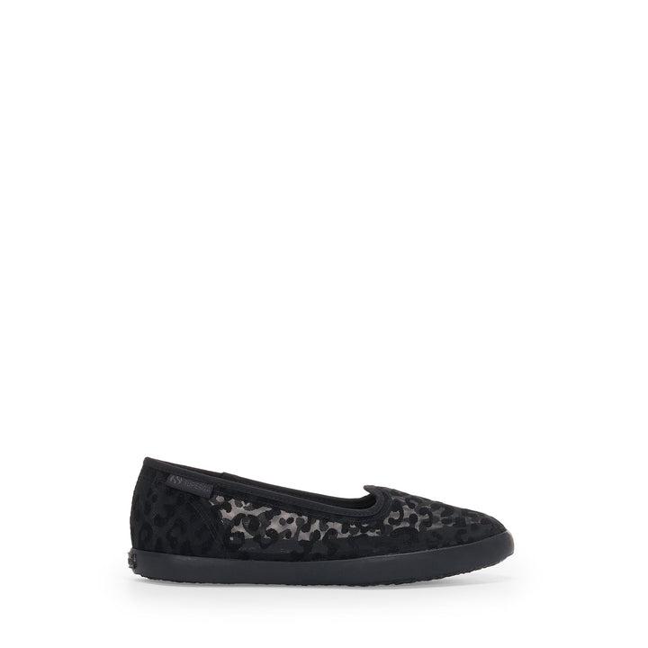 Woman's Ballerina Black Flats with Mesh Upper 1