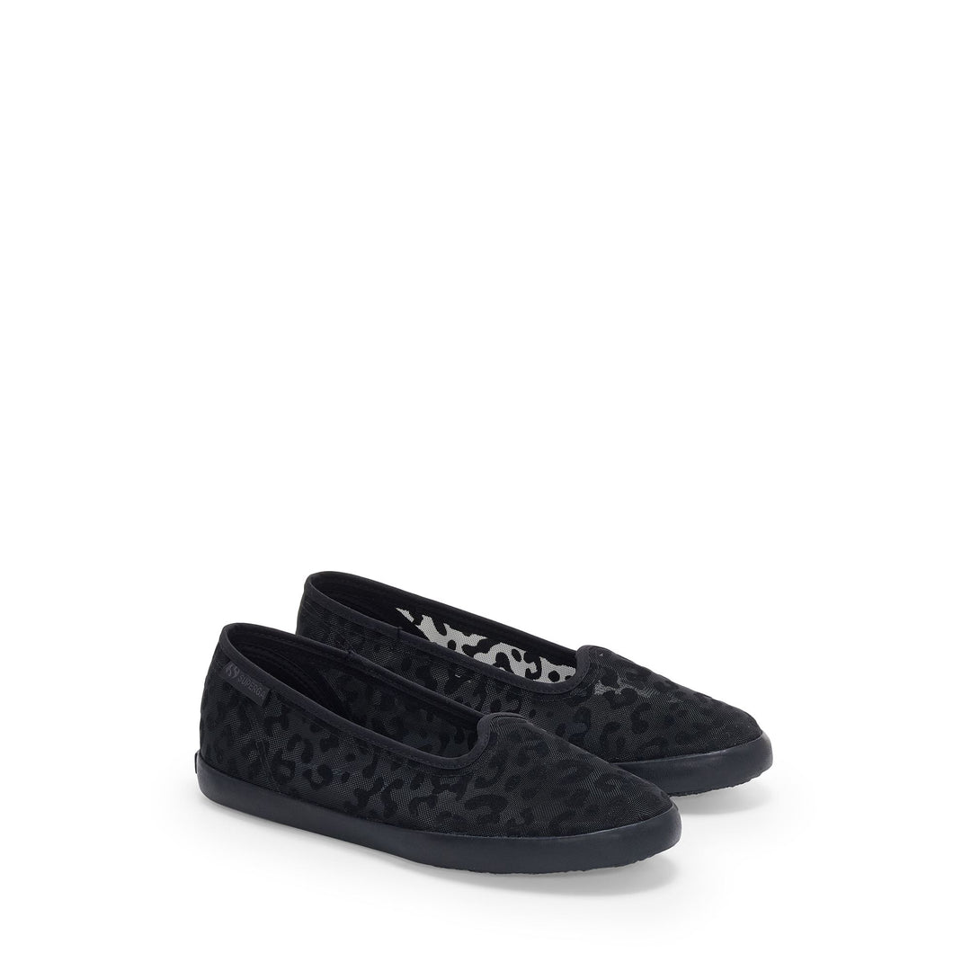 Woman's Ballerina Black Flats with Mesh Upper main