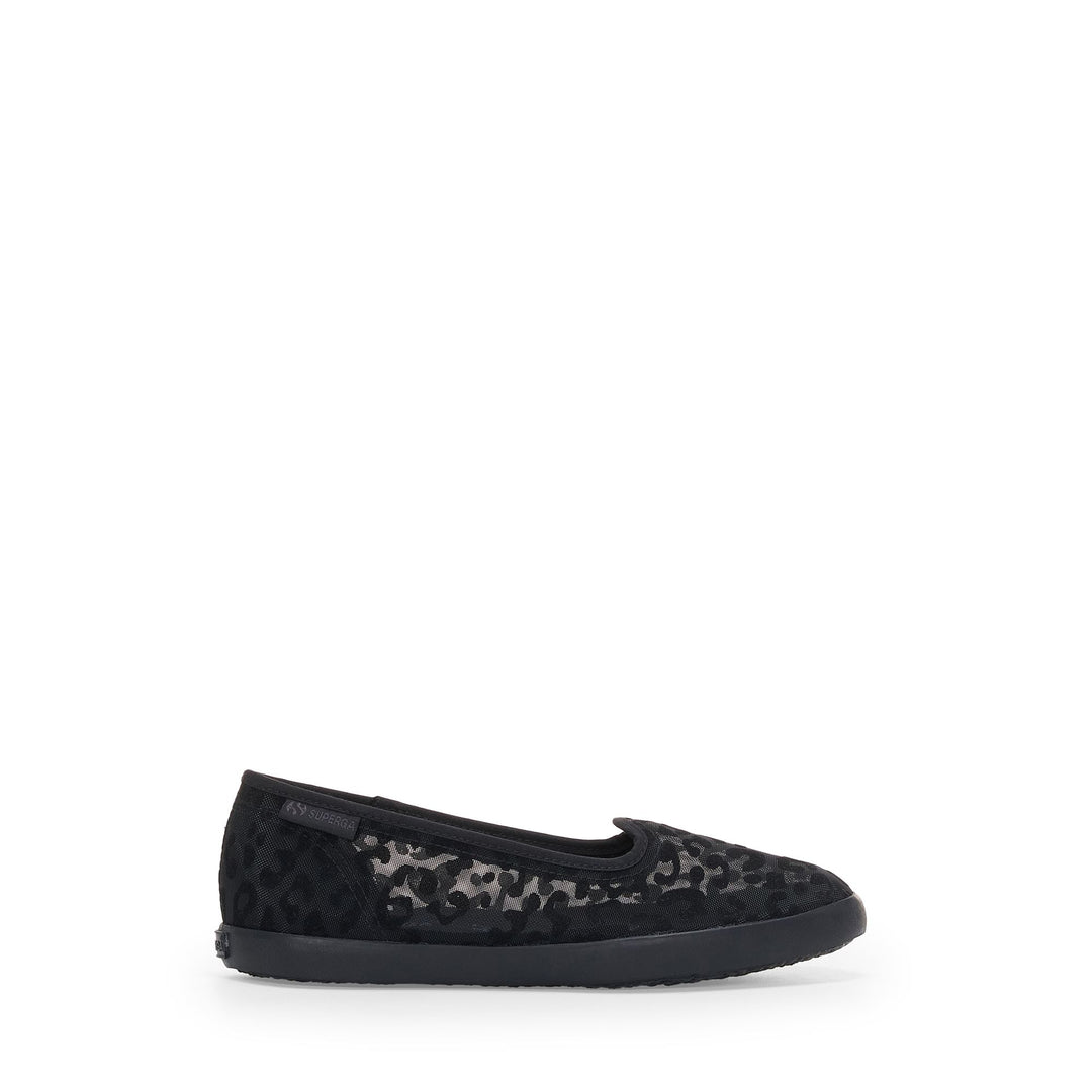 Woman's Ballerina Black Flats with Mesh Upper 01