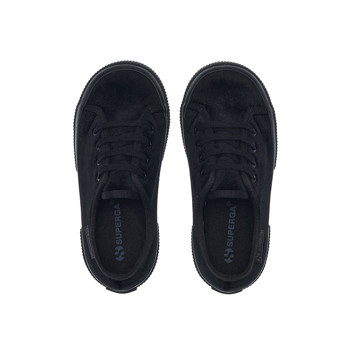 Girl's Classic Black Sneakers with Velvet Upper 4