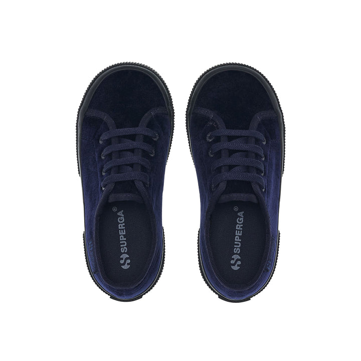 Marineblaue Mädchen-Sneaker mit Obermaterial aus Samt 4