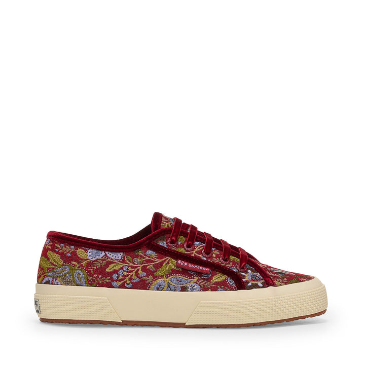 Woman's Red Low Cut Sneakers with Jacquard Fabric Upper 1