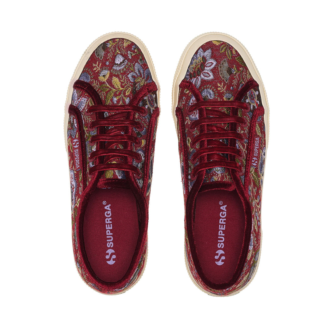 Woman's Red Low Cut Sneakers with Jacquard Fabric Upper main