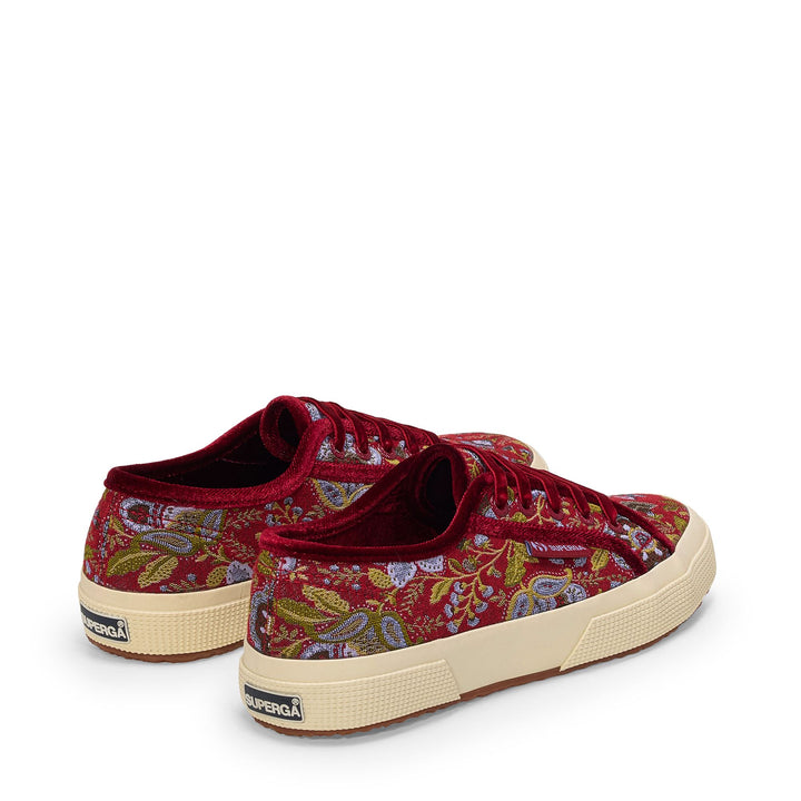 Woman's Red Low Cut Sneakers with Jacquard Fabric Upper 3