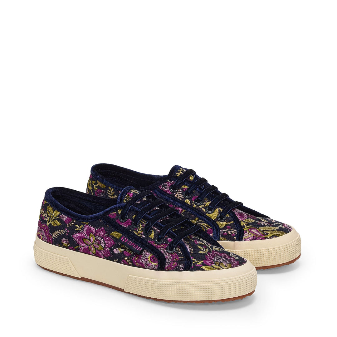 Sneakers basse blu da donna con tomaia in tessuto jacquard main