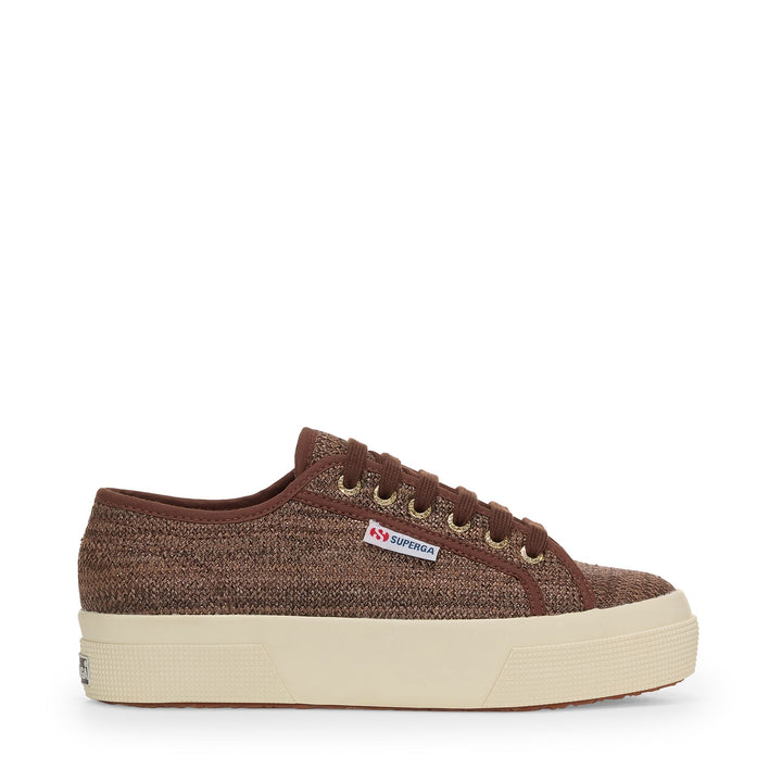 Woman's Platform Brown Sneakers with Raffia Upper 1