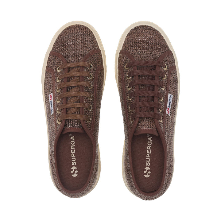 Woman's Platform Brown Sneakers with Raffia Upper 4