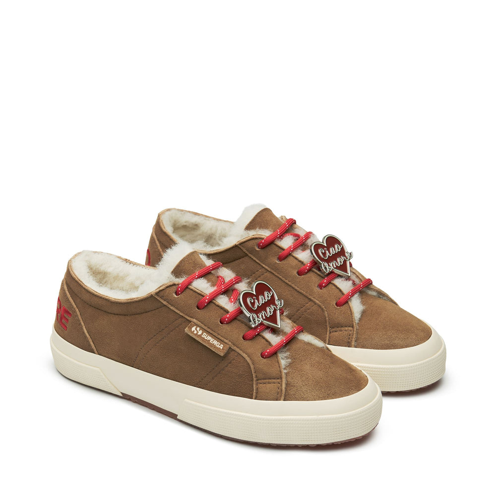 2750 SHEARLING - Le Superga - Scollatura Bassa - Donna - Brown Curcuma-FOff White 02