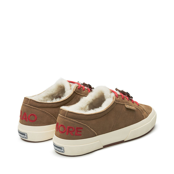 2750 SHEARLING - Le Superga - Low Cut - Woman - Brown Curcuma-FOff White 3