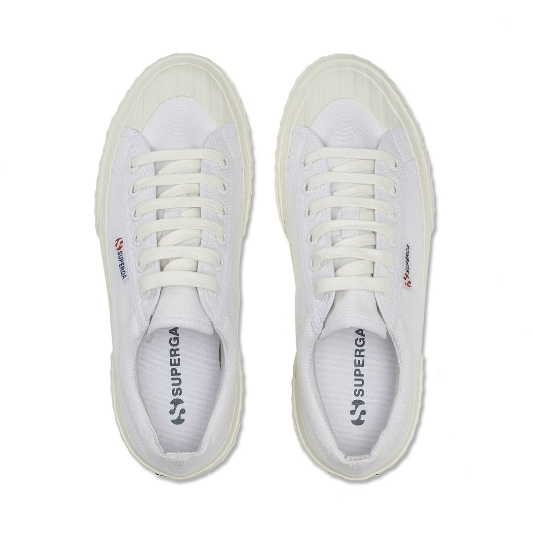 Weiße Plateau-Sneakers für Damen mit Obermaterial aus Baumwolle main