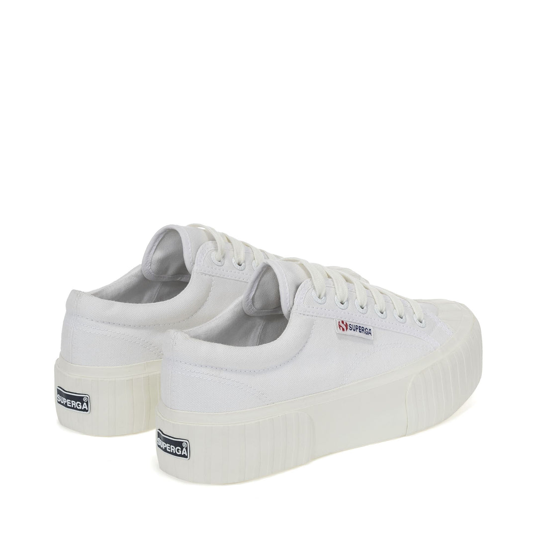 Weiße Plateau-Sneakers für Damen mit Obermaterial aus Baumwolle main