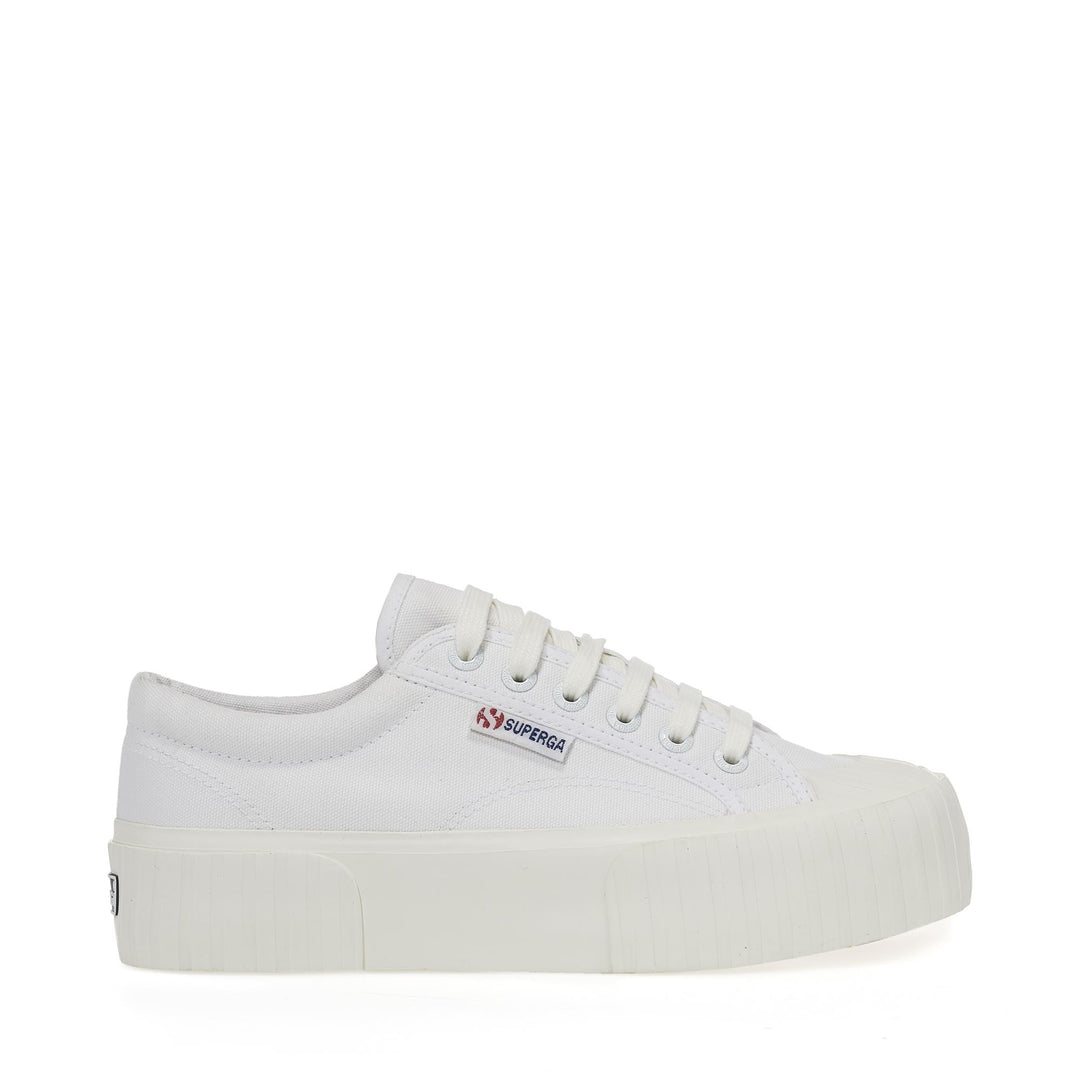 Woman's Platform White Sneakers with Cotton Upper 01