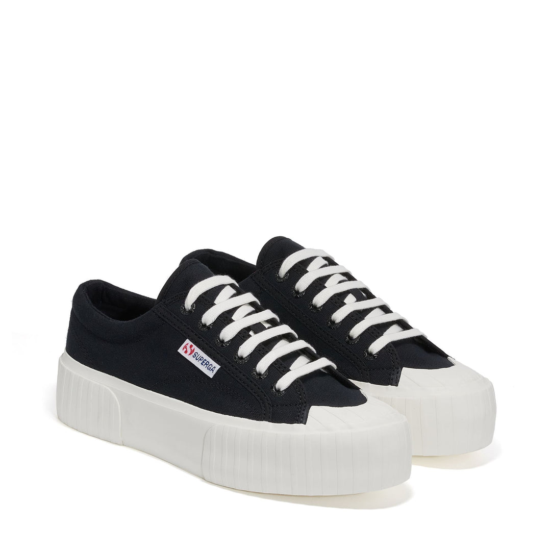 Woman's Black Platform Sneakers with Cotton Upper main