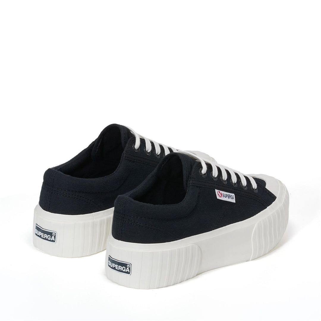 Woman's Black Platform Sneakers with Cotton Upper main