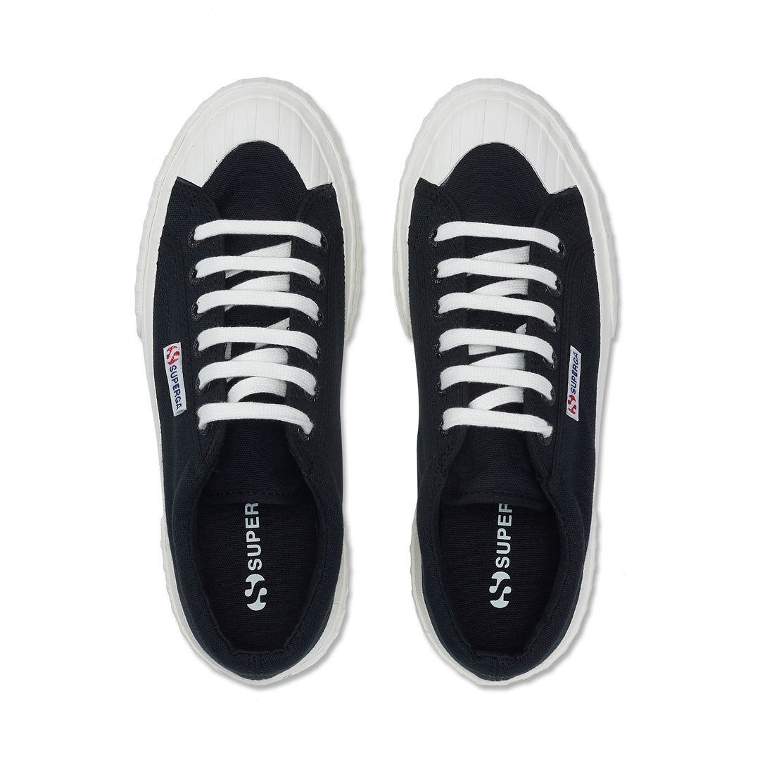 Woman's Black Platform Sneakers with Cotton Upper main