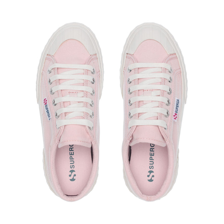 Sneakers da donna con plateau rosa e tomaia in cotone 4