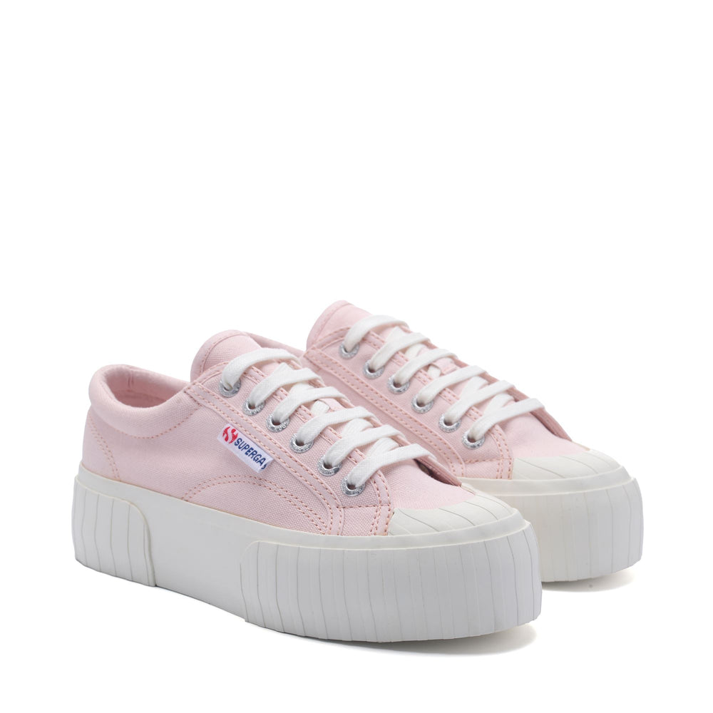 Rosa Plateau-Sneakers für Damen mit Obermaterial aus Baumwolle 02
