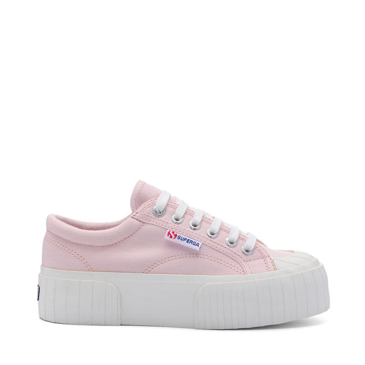 Sneakers da donna con plateau rosa e tomaia in cotone 1