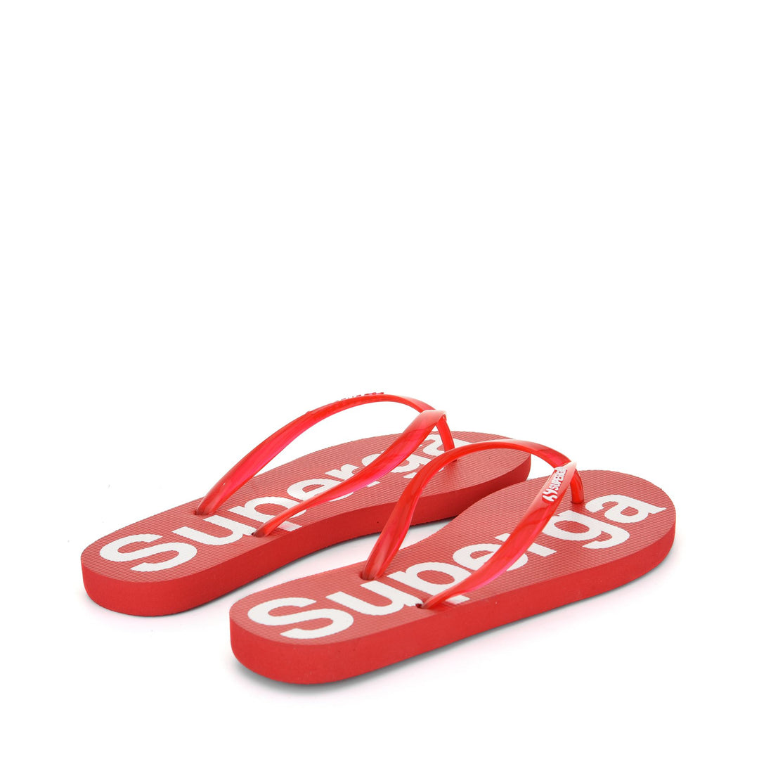Slippers Woman 4121 FLIP FLOPS NEON Flip-Flop RED FLUO LOGO Dressed Side (jpg Rgb)		