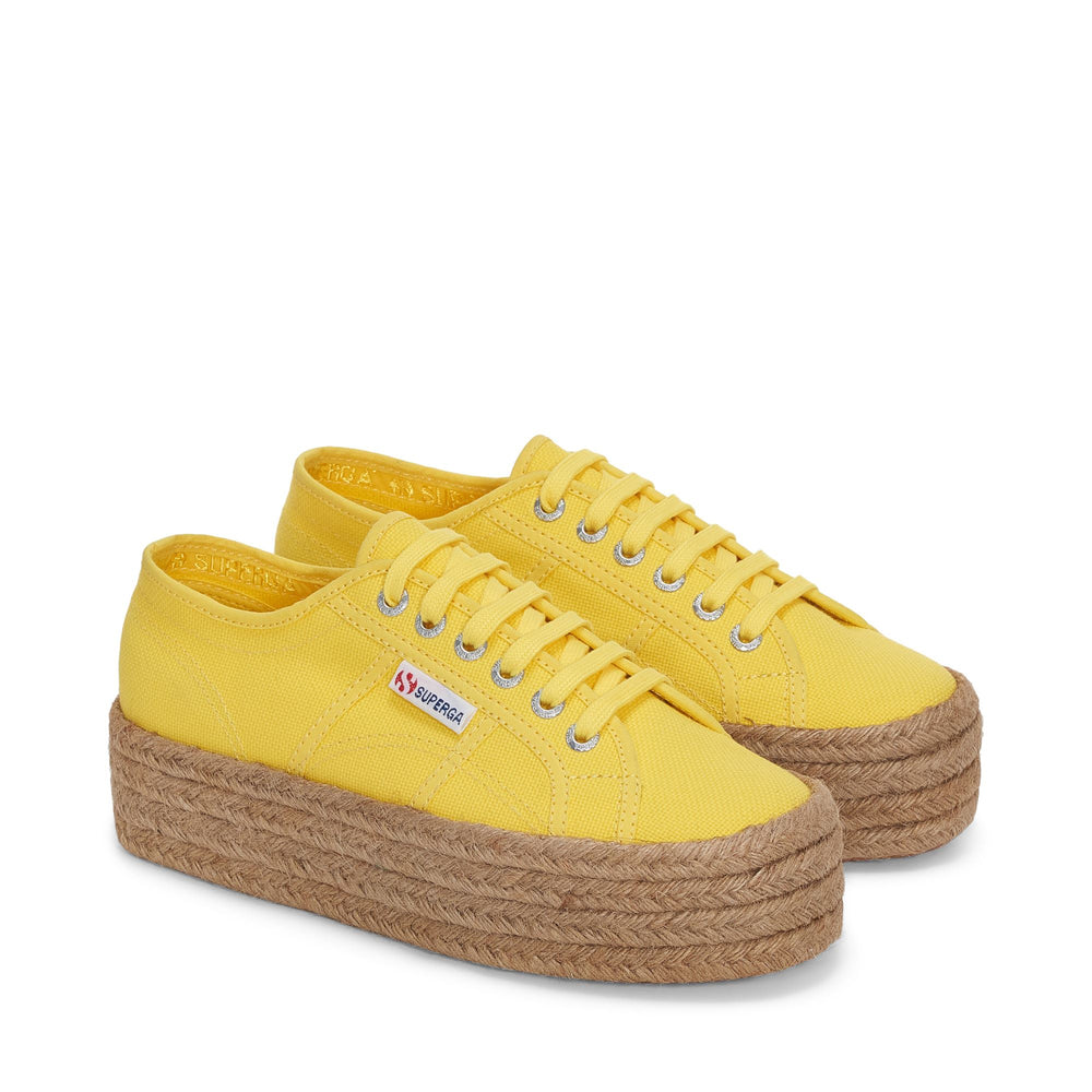 Lady Shoes Woman 2790 ROPE Wedge YELLOW RADIANT Dressed Front (jpg Rgb)	