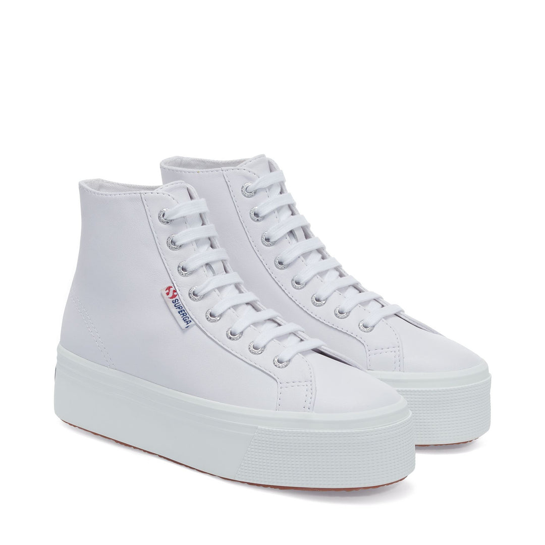 Woman's Platform Optical White Sneakers with Nappa Leather Upper main