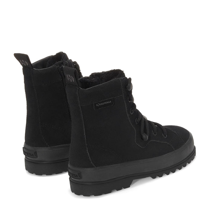 Ankle Boots Kid unisex 2747 KIDS ALPINA SUEDE Laced FULL BLACK Dressed Side (jpg Rgb)		
