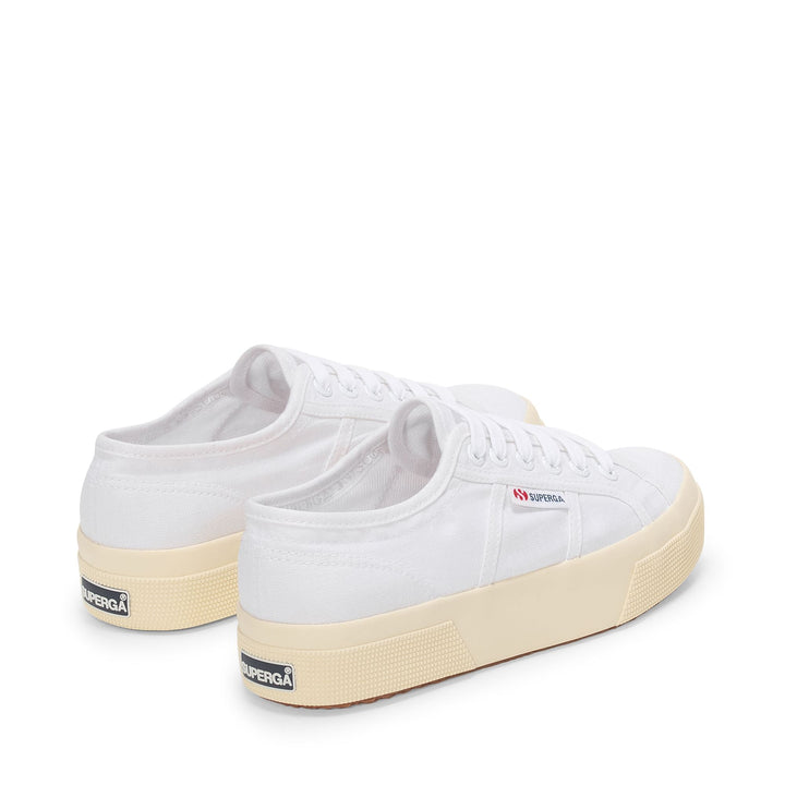 Sneakers bianche con plateau da donna e tomaia in lino 3