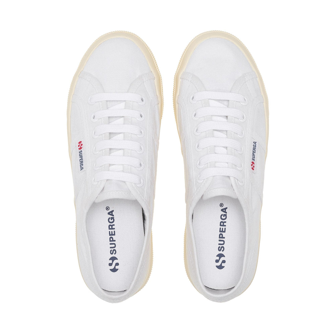 Sneakers bianche con plateau da donna e tomaia in lino main