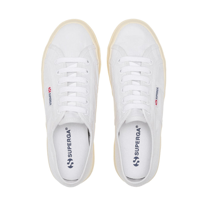 Sneakers bianche con plateau da donna e tomaia in lino 4