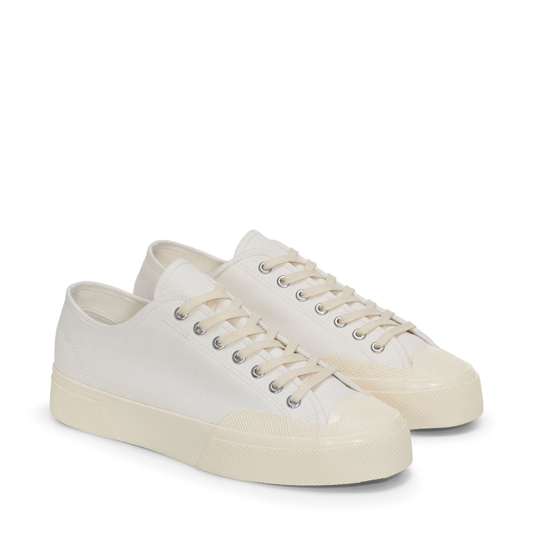 Unisex White Low Cut Sneakers with Cotton Upper main