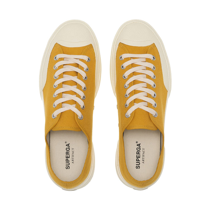 Unisex-Sneaker in Gelb mit niedrigem Schaft und Obermaterial aus Baumwolle 4