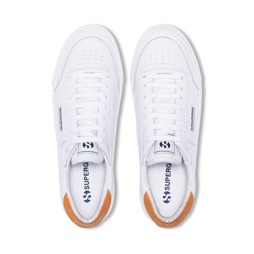 Sneakers Unisex 3843 COURT Low Cut WHITE-ORANGE Dressed Back (jpg Rgb)		