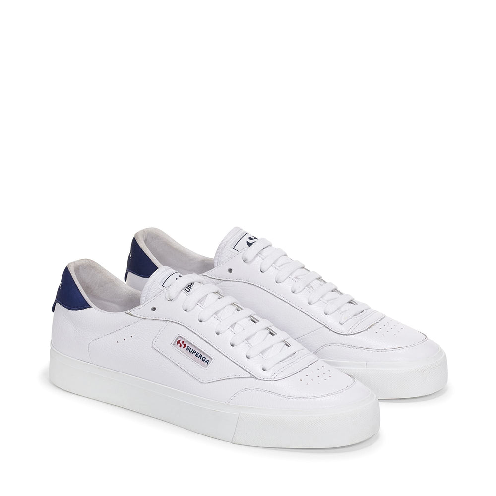 Sneakers Unisex 3843 COURT Low Cut WHITE-BLUE SPECTRUM Dressed Front (jpg Rgb)	