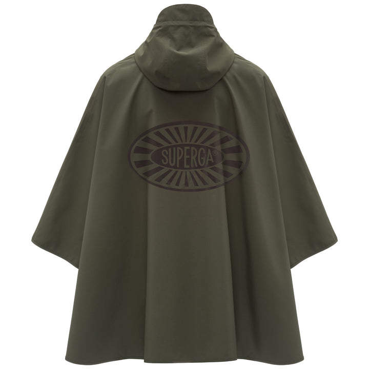 Poncho unisexe vert en tissu technique résistant à l'eau 3