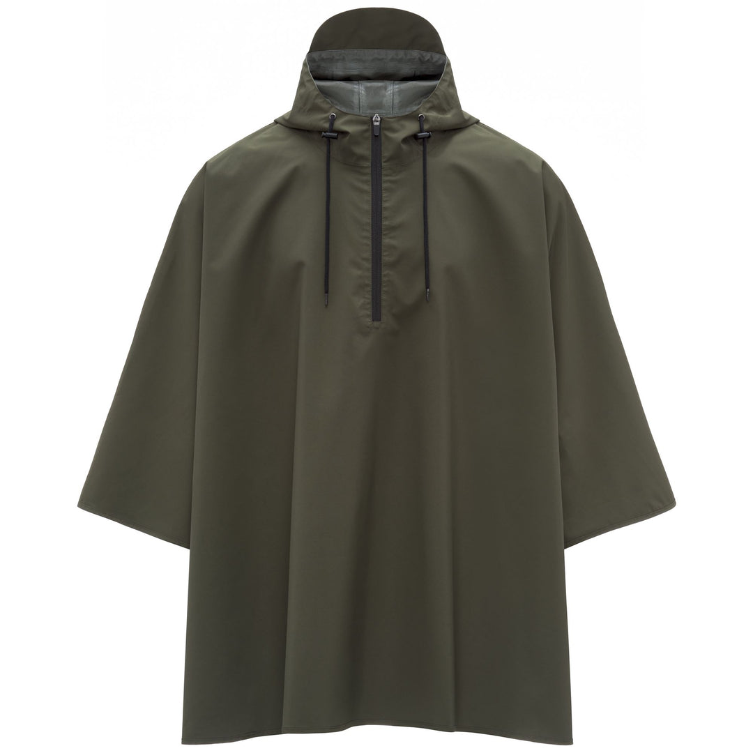Unisex Green Poncho Jacket with Water-Resistant Technical Fabric 01