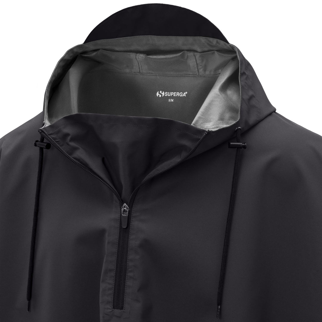 Poncho unisexe noir en tissu technique résistant à l'eau main