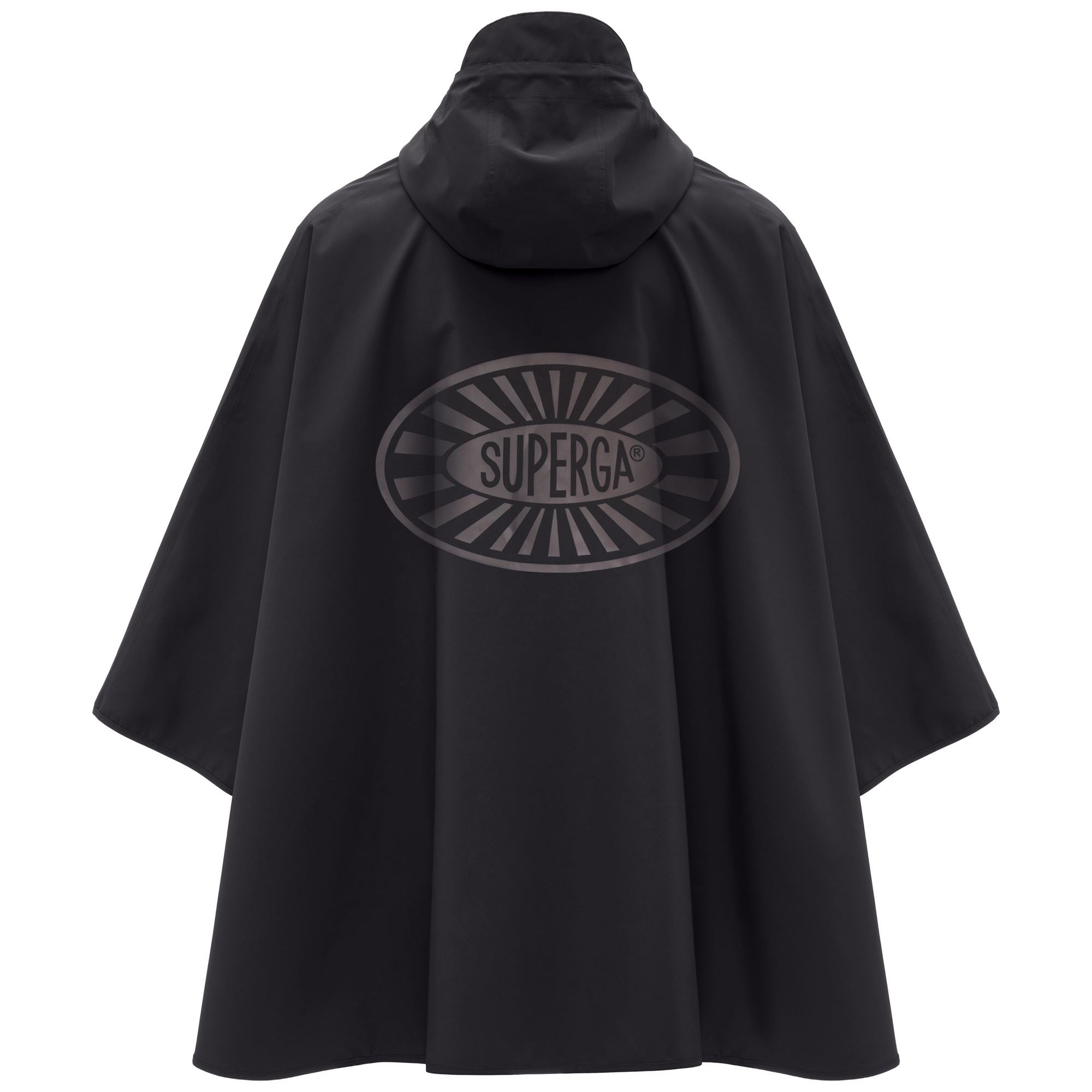 Unisex Black Poncho Jacket with Water-Resistant Technical Fabric