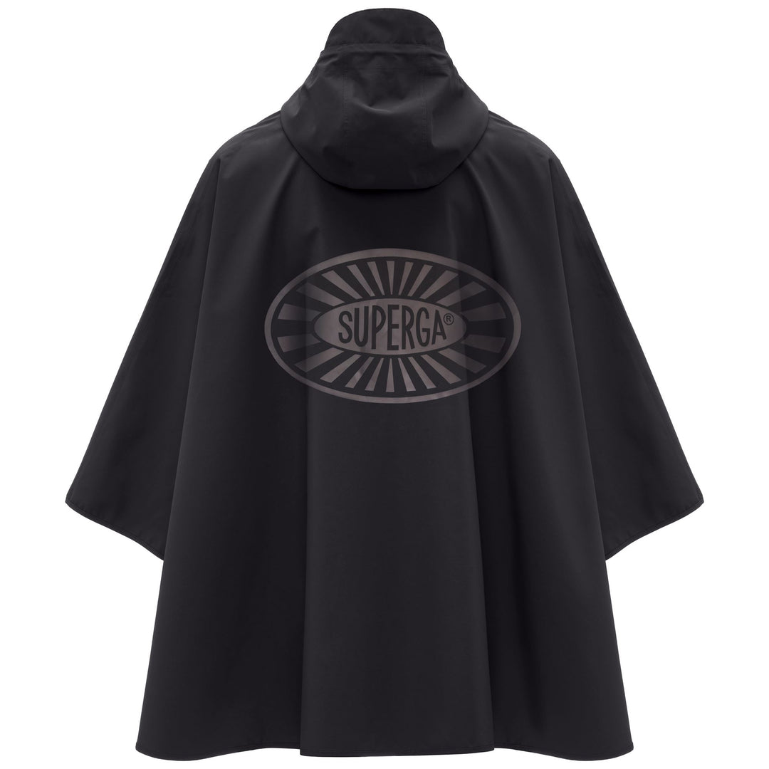 Poncho unisexe noir en tissu technique résistant à l'eau main