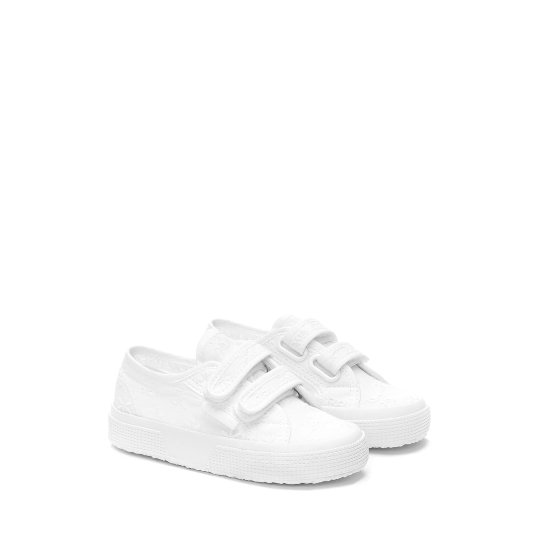 Sneakers basse bianche da bambina con tomaia in cotone main
