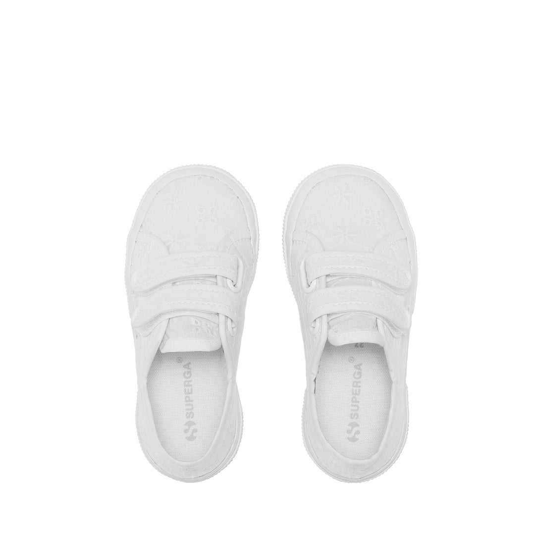 Sneakers basse bianche da bambina con tomaia in cotone main
