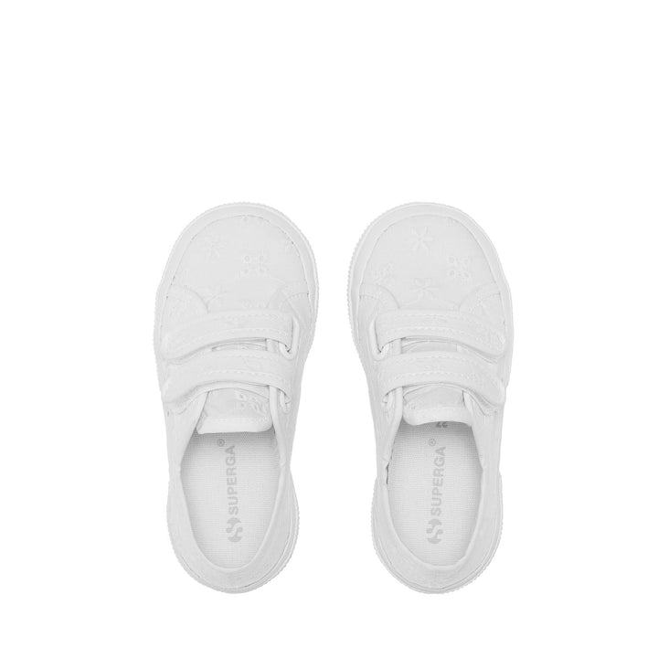 Sneakers basse bianche da bambina con tomaia in cotone 4