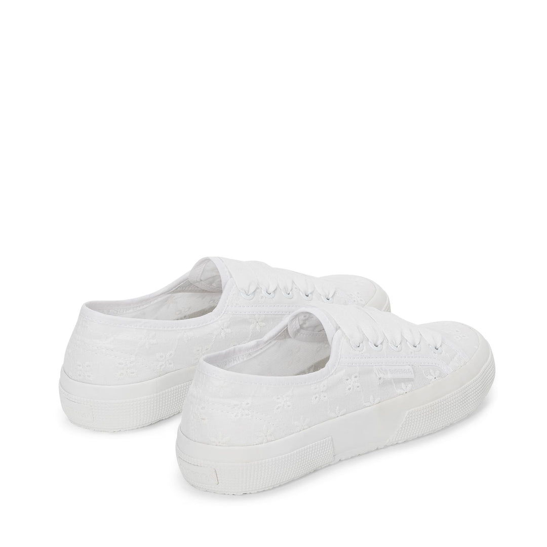 Sneakers basse da donna completamente bianche con tomaia in cotone main