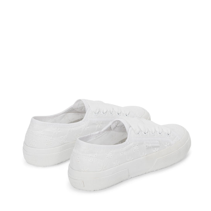 Sneakers basse da donna completamente bianche con tomaia in cotone 3