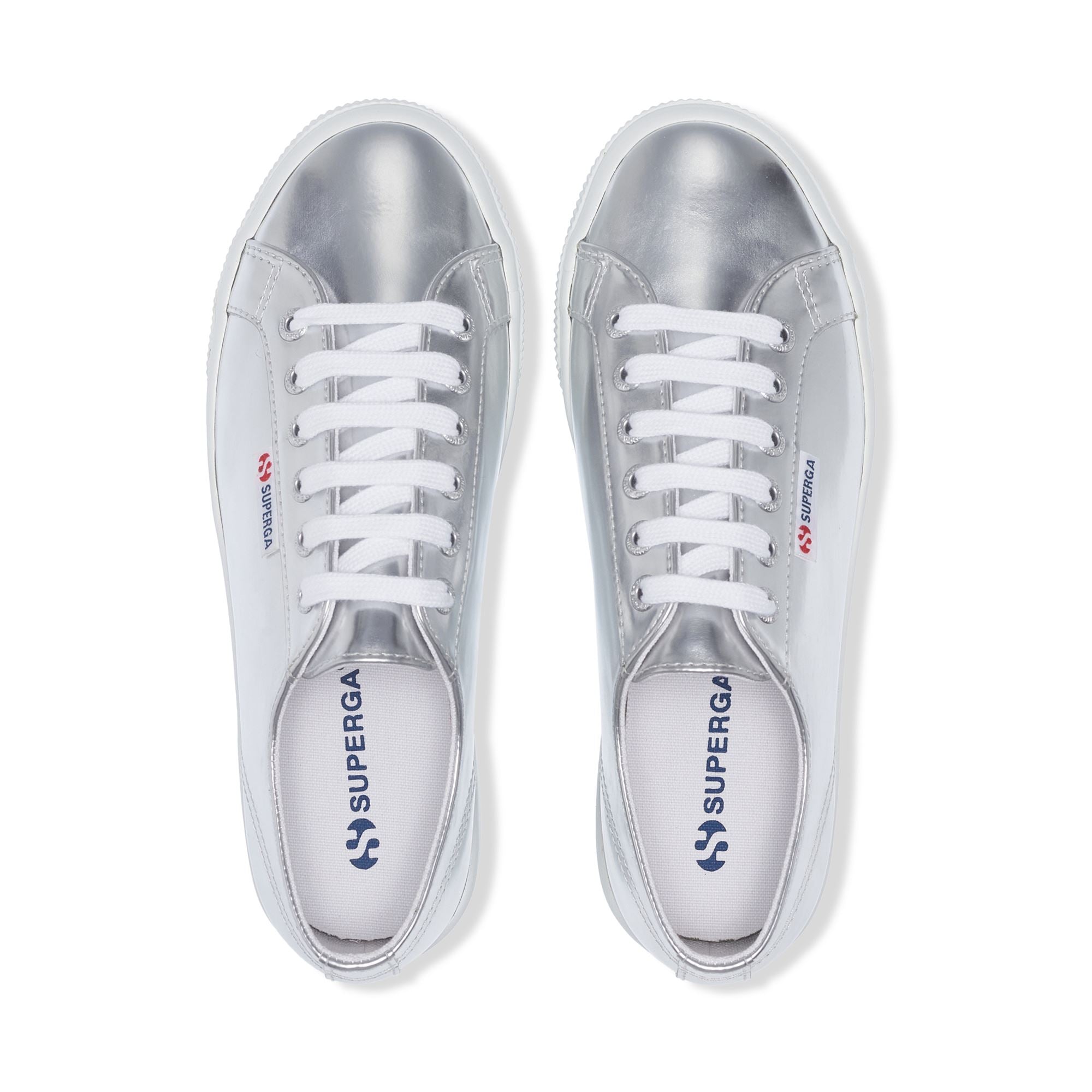 Woman's Platform Silver Sneakers with Synthetic Upper | Superga