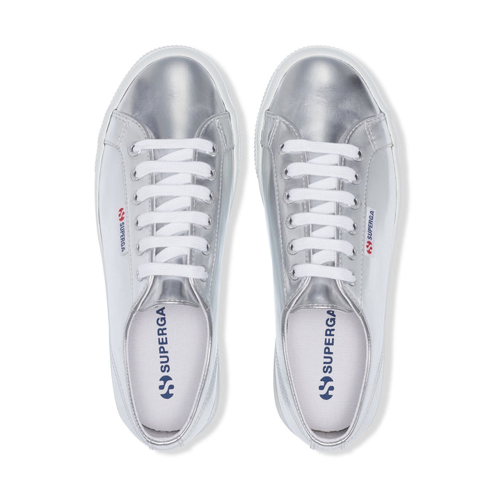 Woman's Platform Silver Sneakers with Synthetic Upper 4