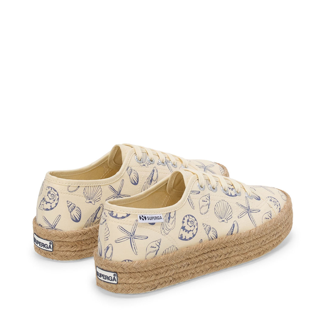 Lady Shoes Donna 2730 ROPE SEASHELLS PRINT Zeppa BEIGE LT EGGSHELL