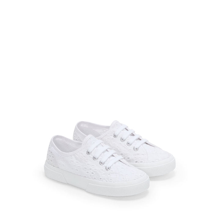 Girl's White Low Cut Sneakers with Cotton Upper 2
